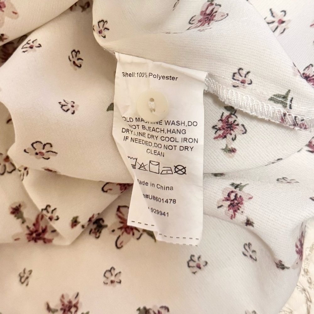 Boho Floral Blouse 2X Flowy Peasant Top Lightweight Cottagecore - Picture 7 of 7